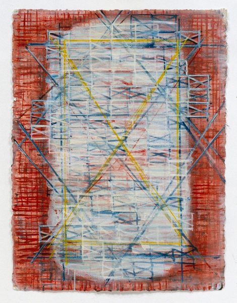 Open Closed Open, 2002, Kremer ink and shellac on Arches paper. 30 x 22 in.